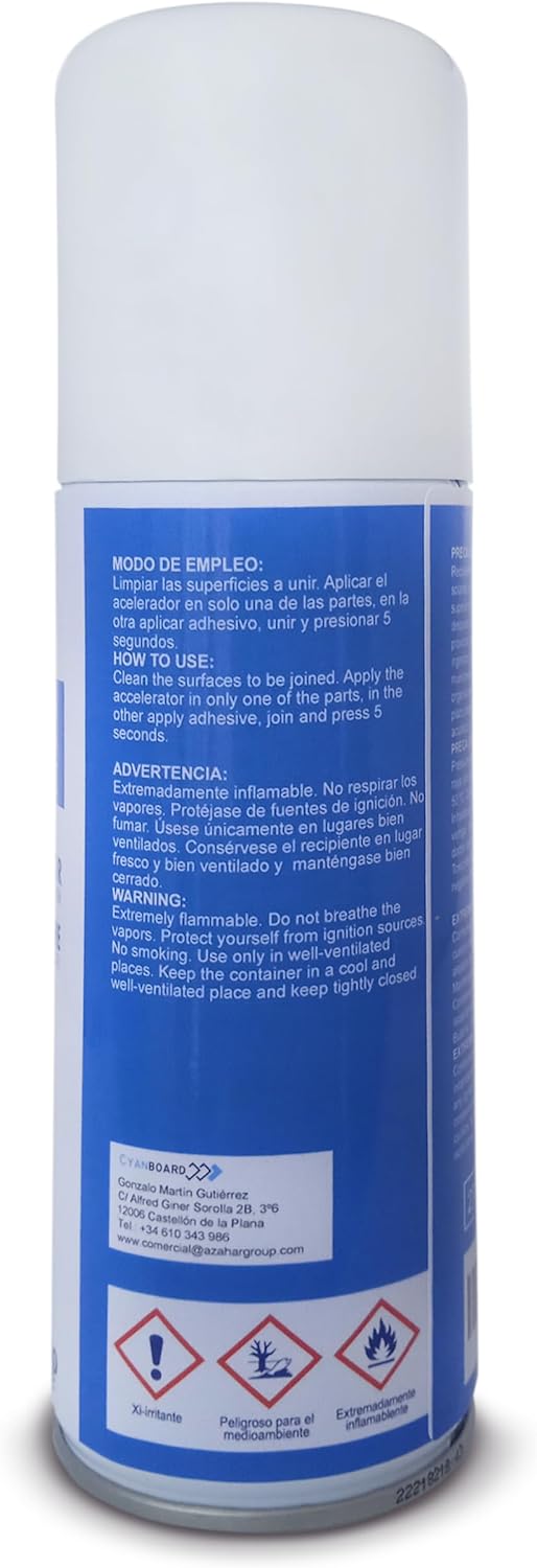 Cyanboard, 3 unidades Kit adhesivo de cianoacrilato de alta viscosidad (50grs) + Activador acelerador (200ml). Adhesivo instantáneo para modelismo. (Copy) (Copy)