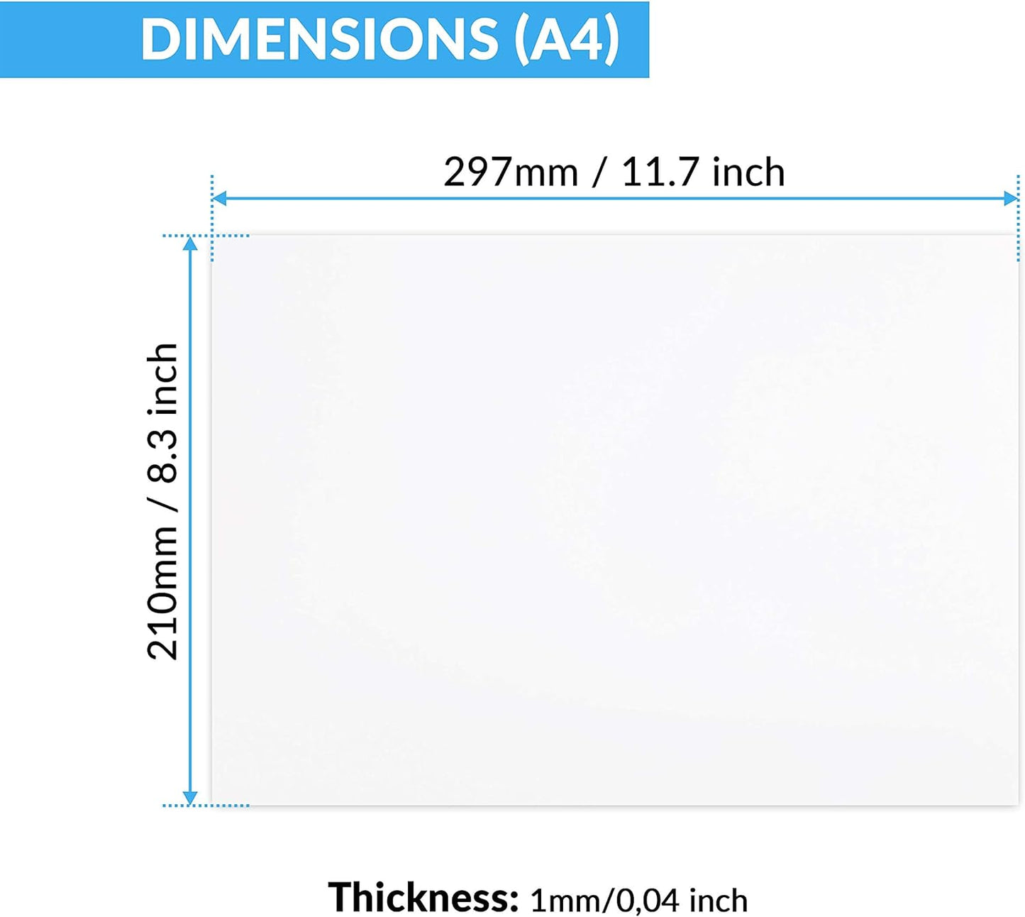 Cyanboard, Placas de Poliestireno Rígido Blanco: 6 unidades tamaño A4 (297mm x 210mm). Plasticard para modelismo y maquetas. Espesor 1mm X 6 unidades.